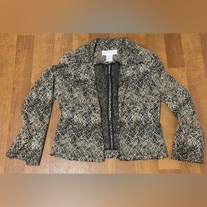 Jones New York Black and Cream Blazer with Textured Fabric